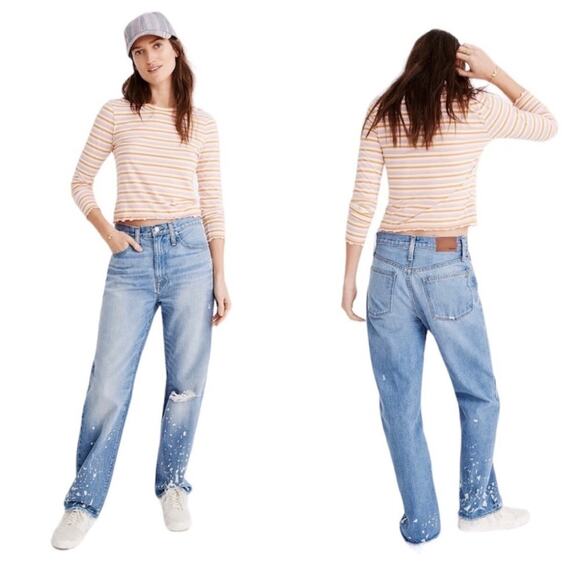 Madewell The Dadjean Bleached Edition Bleached Distressed Ripped Knee Sz 24 - Picture 1 of 6